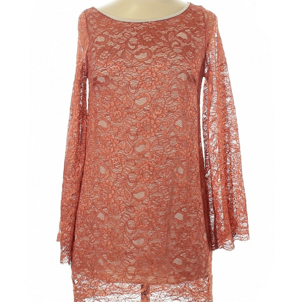 Audrey 3+1 Rose Gold Lined Lace Dress